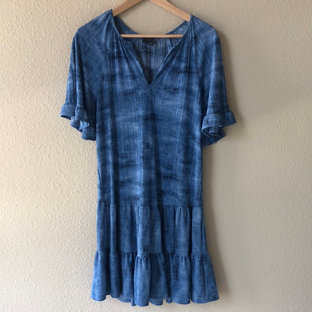 Gabby Skye Blue Ruffle Sleeve Dress Size Medium Summer